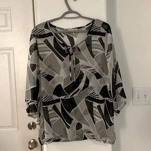 Fred David Sheer Abstract Print Blouse Size L